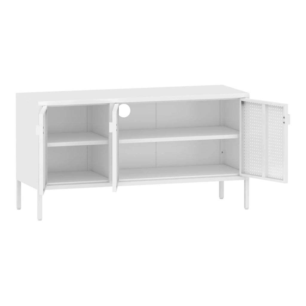 Mobile porta TV mobile porta TV per soggiorno ripiano in acciaio 114 x 40 x 60 cm bianco 03_0010056