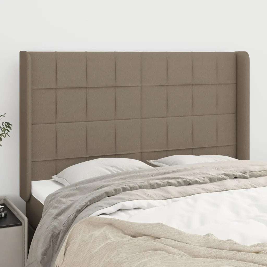 Testiera ad Orecchio-Testata con Orecchie Tortora 147x16x118/128 cm in Tessuto 778661