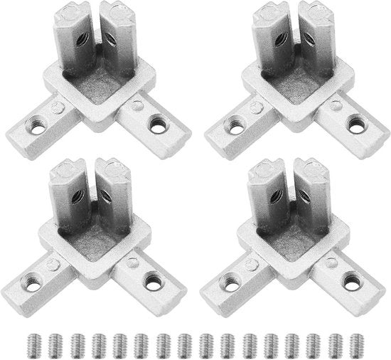 Kit di connettori 3 vie per angolo per profilo extruso in alluminio serie 2020 con viti per profilo extruso in alluminio 2020 per profilo extruso in alluminio europeo - Set da 4 con connettori per lavatrice