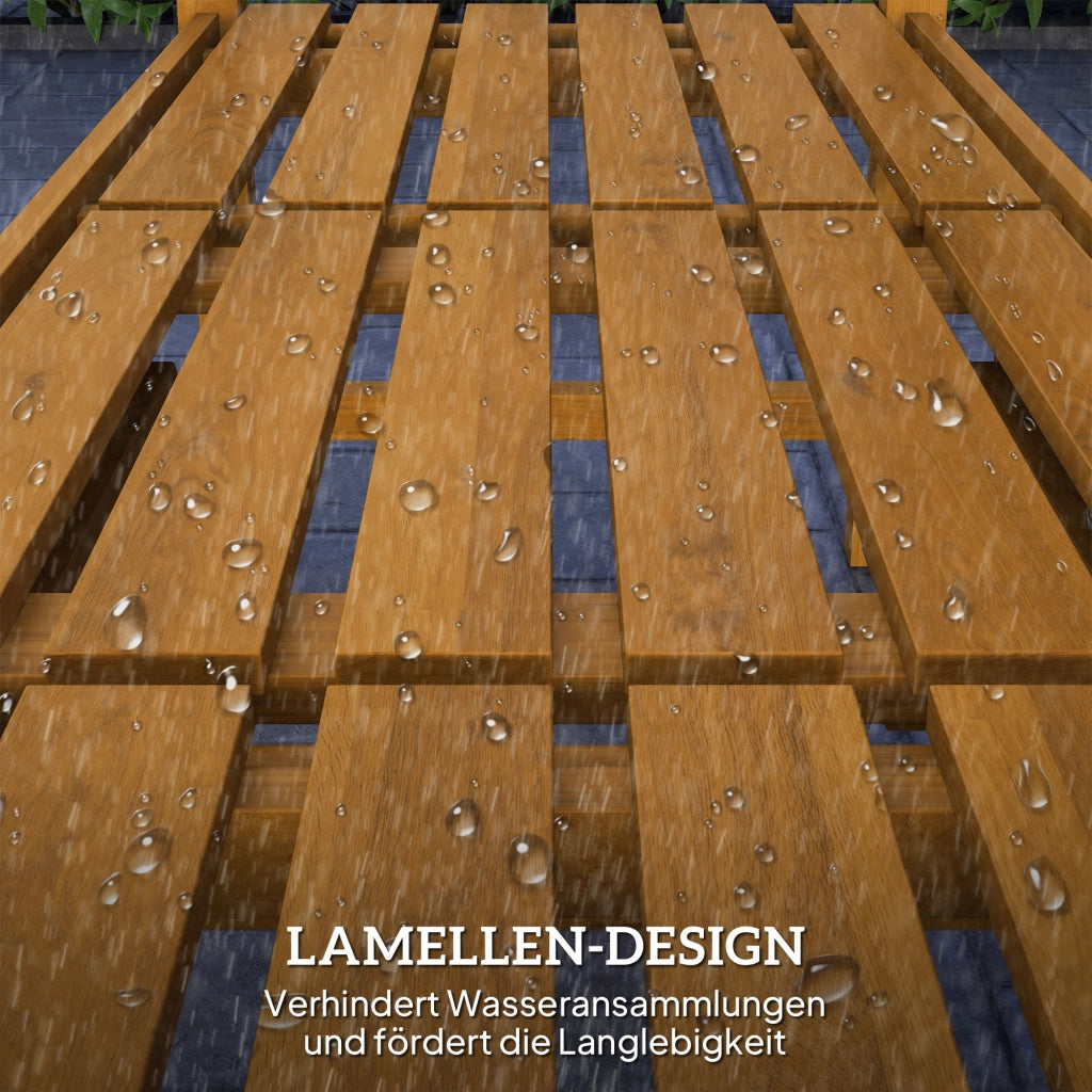 Panchina da Giardino 2 Posti in Legno Teak con Schienale e Braccioli ¨C Zephmum ¨C 149x56.5x89cm