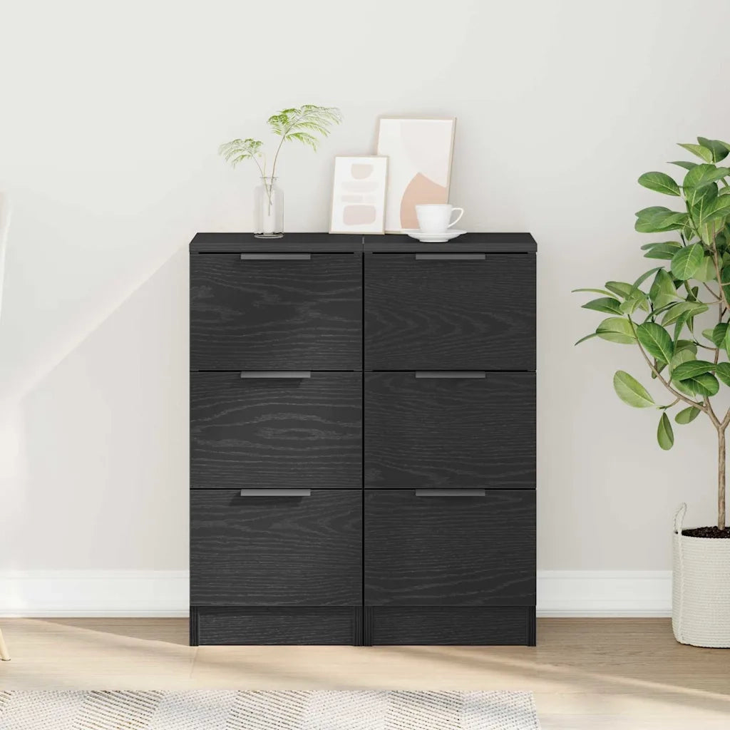 Credenza 2 pcs Rovere Nero 30 x 30 x 70 cm Legno multistrato 862775