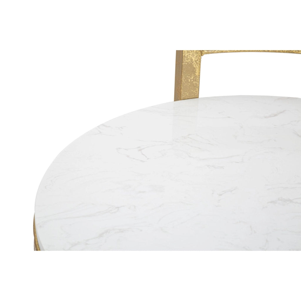 Tavolino VKH531, Bianco, Marmo, 40,5x40,5x50,5 cm