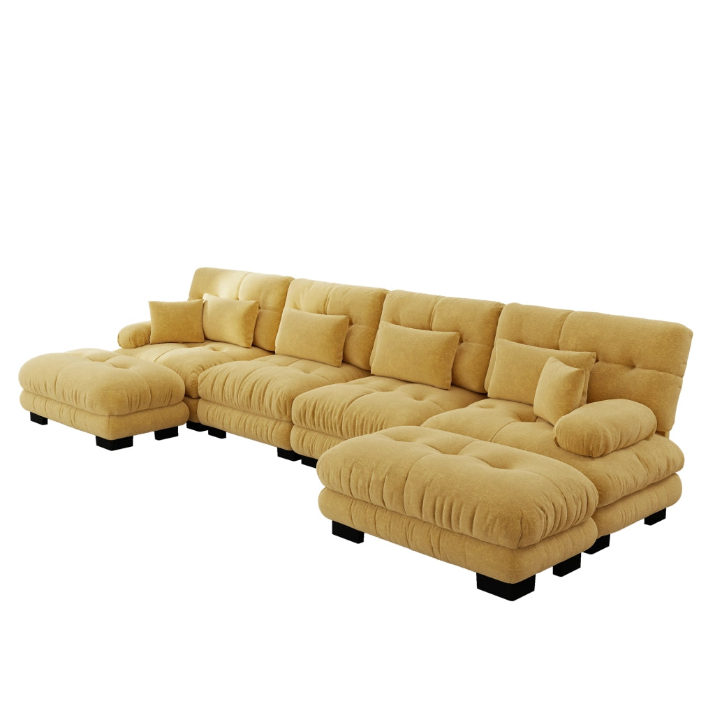 Divano Angolare Modulare U ¨C Xylo ¨C 4 Posti, con Pouf, Giallo