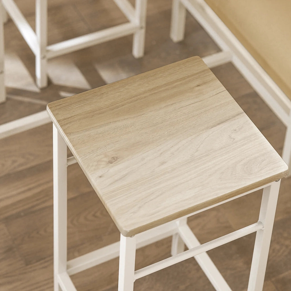 Set 5 Pezzi Tavolo con 4 sgabelli Mobile Bar per casa Stile Industriale L100*P60*A87 cm Bianco OGT11-WN