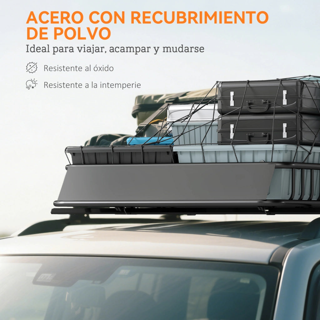 Porta oggetti universale per tetto auto in acciaio 90.7 kg con barre deflettrici ¨C zephmum ¨C 110.5x99.5x18.5 cm nero