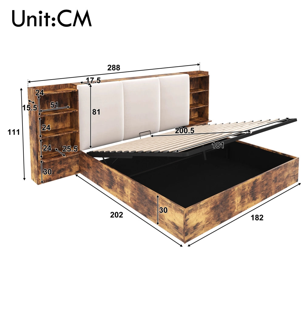 Letto matrimoniale 180x200 cm con contenitore idraulico e LED