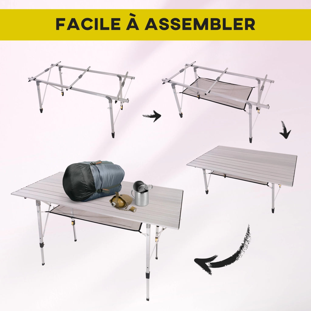 Tavolo pieghevole da giardino ¨C zephmum ¨C alluminio 6 persone regolabile