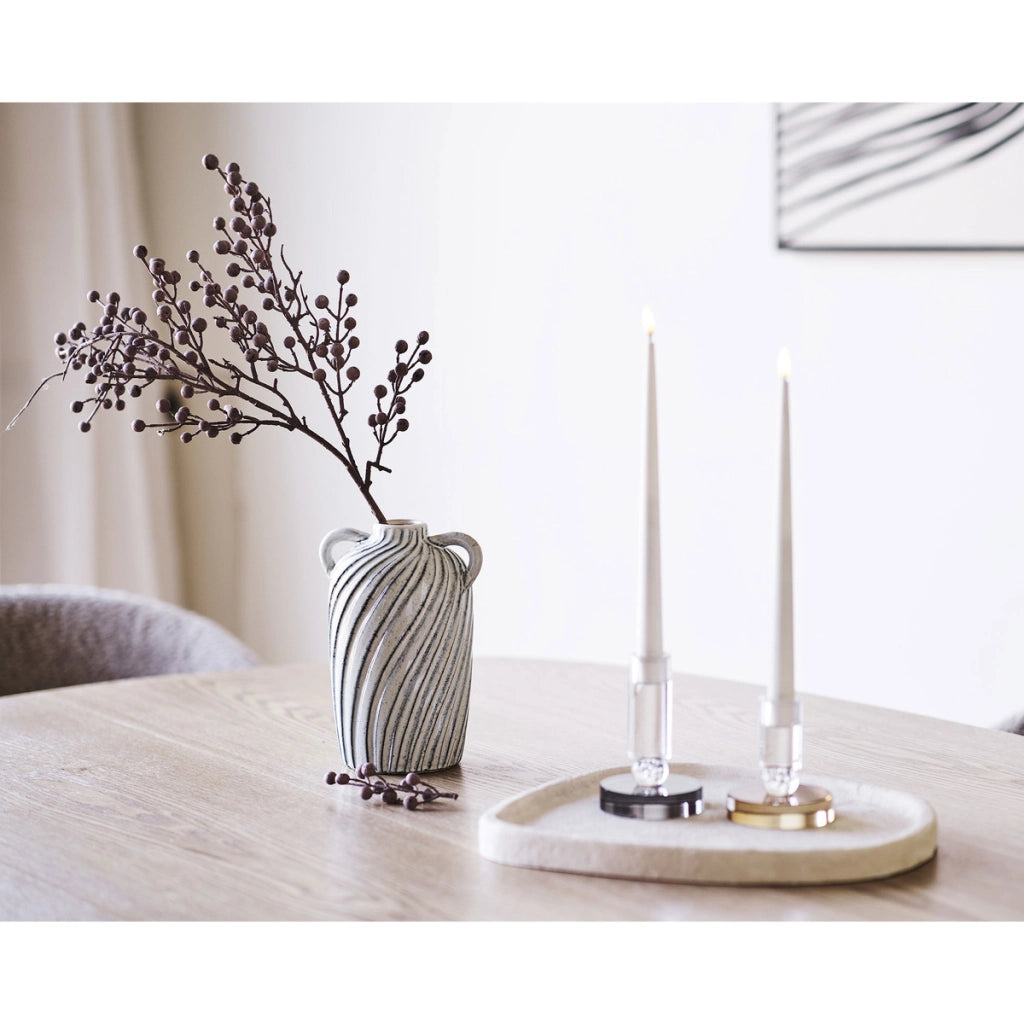Vaso Decorativo HN8, Grigio, Ceramica, 14x15,5x22 cm
