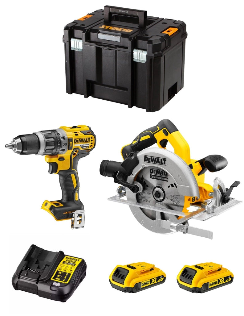 DeWALT Kit DWK203 (DCD796 + DCS570 + 2 x 2,0 Ah + DCB107 + TSTAK VI)