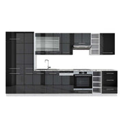 Cucina componibile Fame-Line Antracite lucido/Bianco 355 cm, PL Marmo Vicco