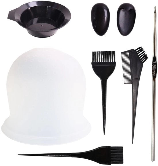 Kit per capelli in rilievo - Capocapelli in silicone - Spilla per capelli - Pennello per tintura capelli - Set per capelli biondi - Protezione contro macchie di tinta - Kit per capelli in rilievo