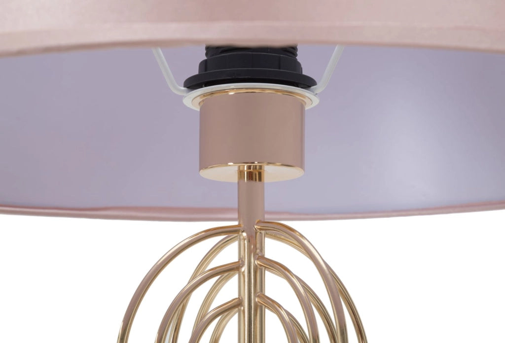 Lampada da Terra Ovy Ø40x168,5 cm in Ferro PVC e Tessuto Oro e Rosa