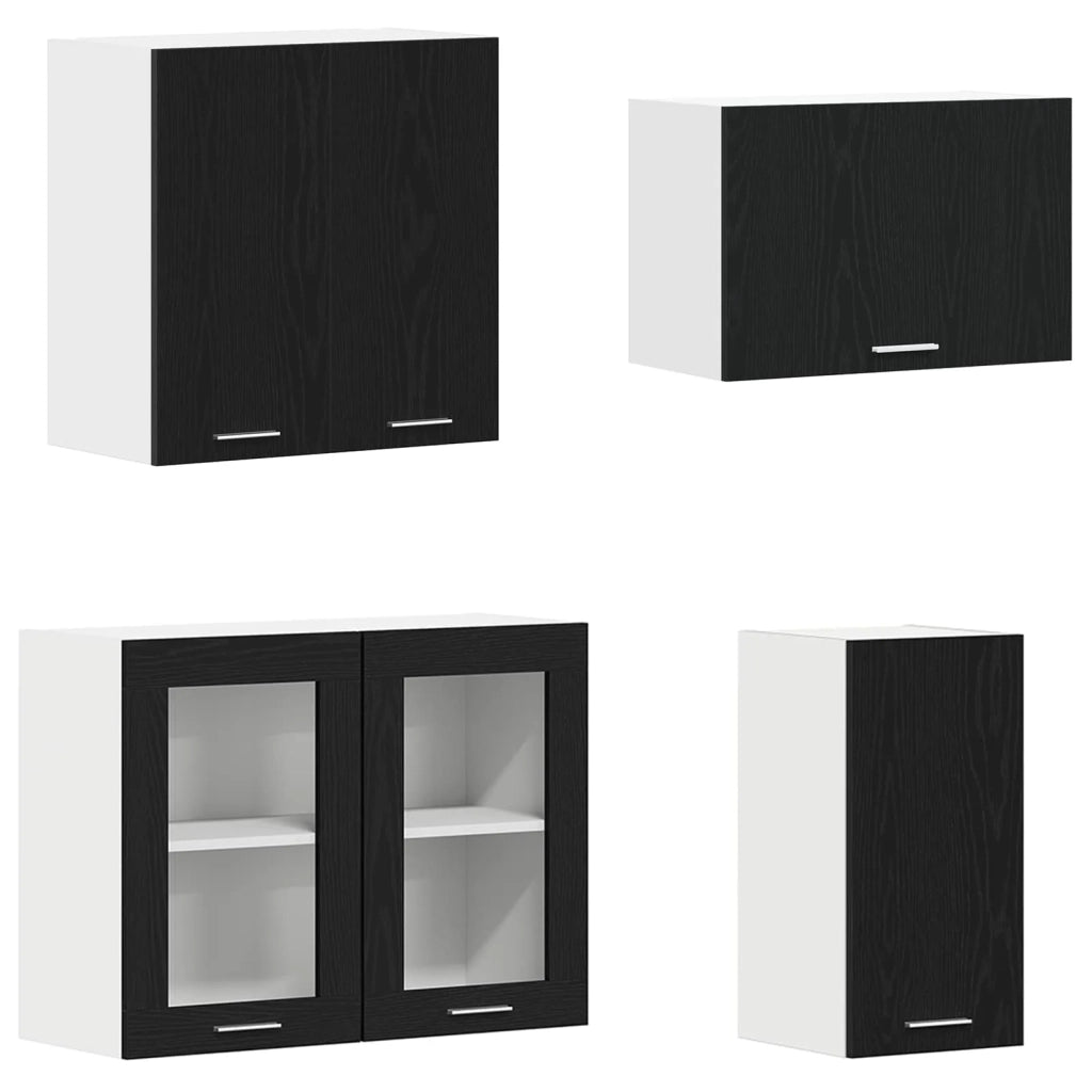 Unità Cucina Lyon 8 pz Rovere Nero Legno ingegnerizzato 3445860