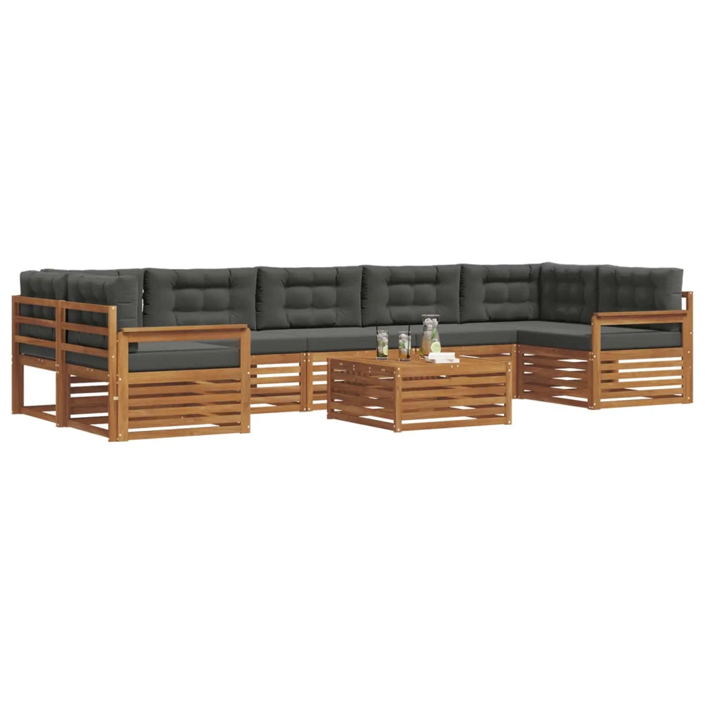 Set di divani da esterno con cuscino 8 pcs Naturale e Antracite 3373167