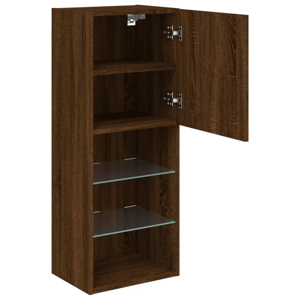 Mobile TV | Armadietto TV | Mobile Porta TV con Luci LED Rovere Marrone 40,5x30x102 cm