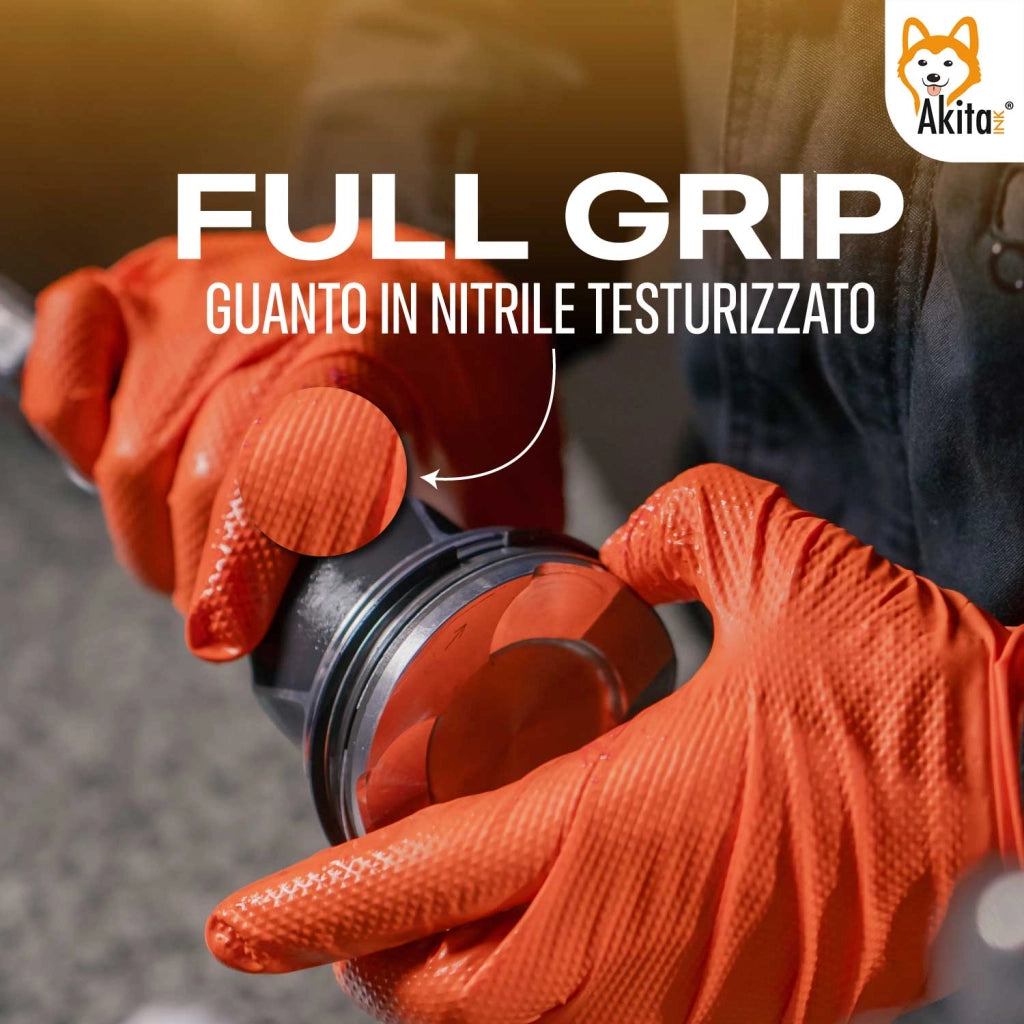 Guanti Nitrile Arancione XXL Akitaink Full Grip 100pz