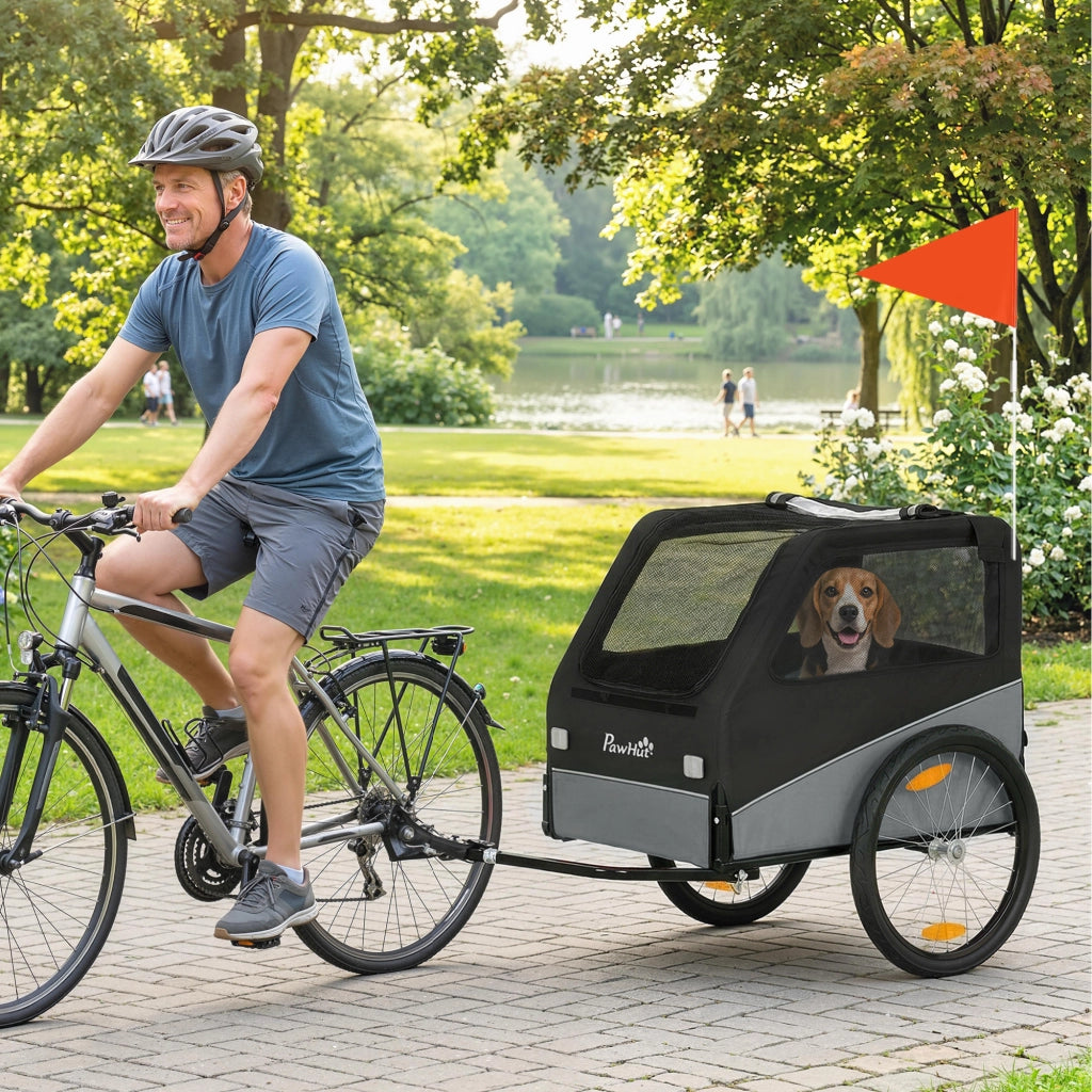 Rimorchio Bici Cane ¨C zephmum ¨C Grigio e Nero 139x72x88cm