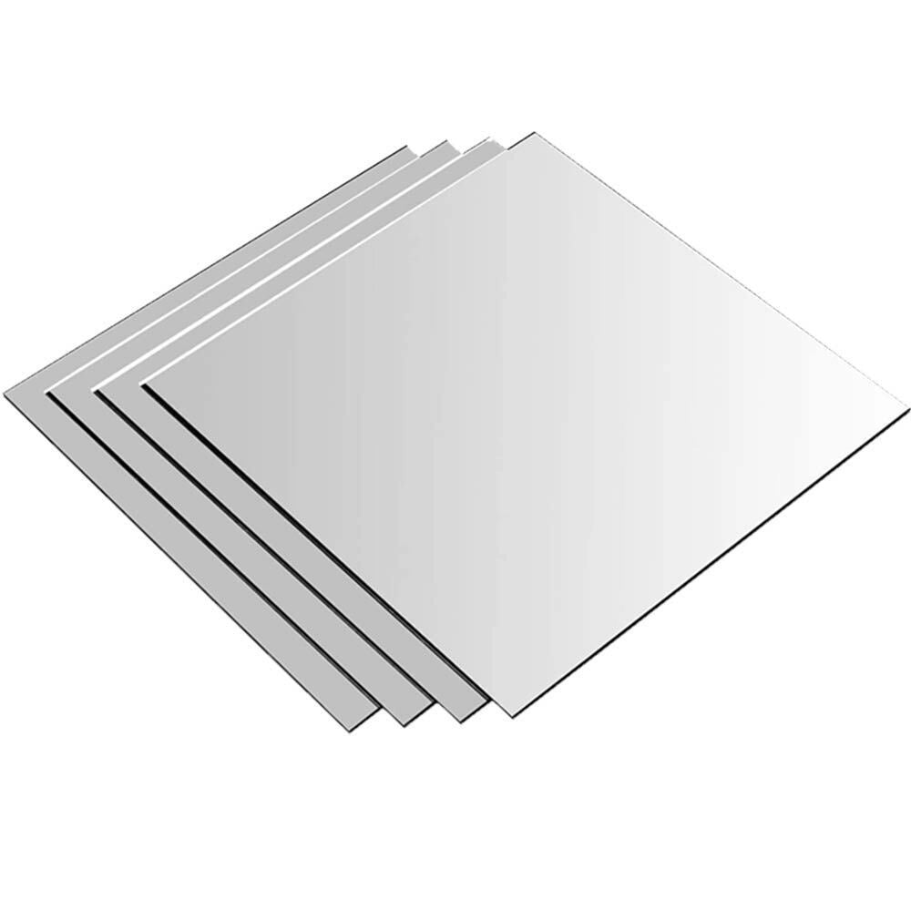 Set 4 Specchi Quadrati Mosaico Adesivi Specchio 30x30cm Decorazione Parete Casa