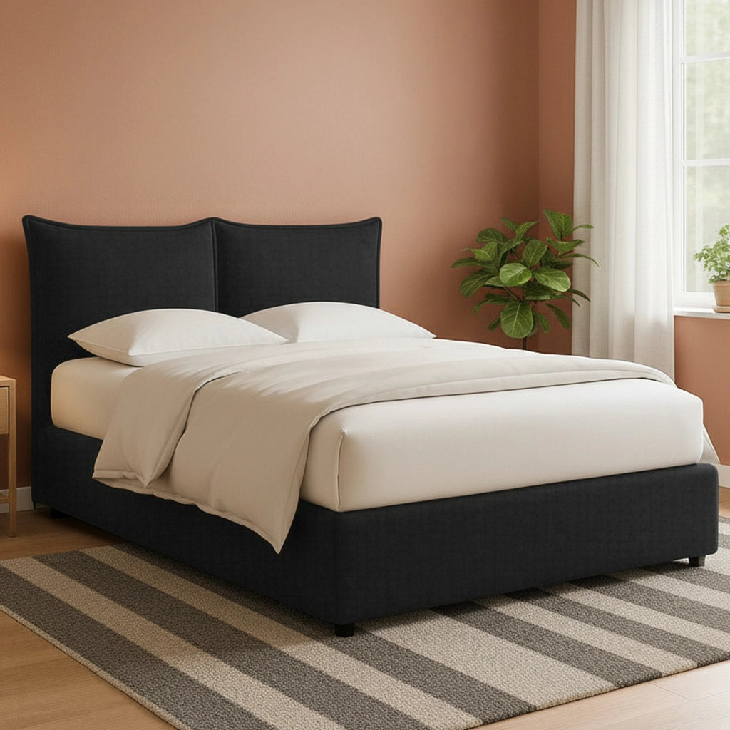 Uckfield, Letto Matrimoniale Sfoderabile Made in Italy, Grigio Scuro