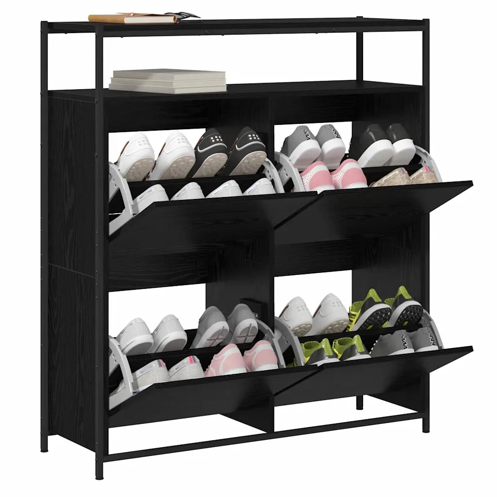 Mobile per scarpe con lo scaffale-Scarpiera Rovere Nero 100 x 34 x 112 cm
