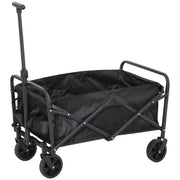 Carrello da Giardino 62L Pieghevole con Maniglia Regolabile, in Metallo e Tessuto Oxford, 76x48x86 cm, Nero