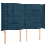 Testiera | Testata ad Orecchio Blu Scuro 147x16x118/128 cm in Velluto