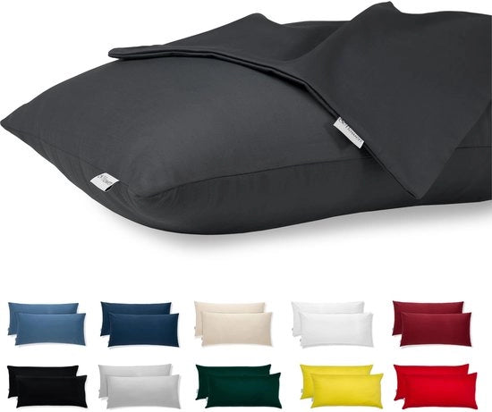Set di cuscini di 2 pezzi - 30x50 cm - 100% cotone jersey - ademirante - ipoallergenico - con chiusura a righello - resistente alla piega - certificato OEKO-TEX - copri cuscino
