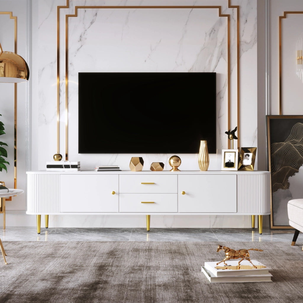 MOBILE TV con 2 cassetti e 2 ante 170x34x45 cm MDF Bianco