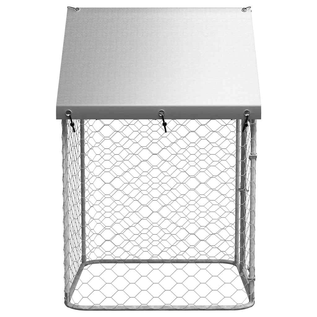 Cuccia/gabbia/recinto per animali domestici da esterno con tetto 100 x 100 x 150 cm argento 02_0041904