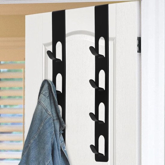 Porta oggetti - Porta oggetti verticali per appendere - Set di 2 porta oggetti - Elenco porta oggetti senza foratura - Porta oggetti pratici per asciugamani e attrezzi per abbigliamento - Nero