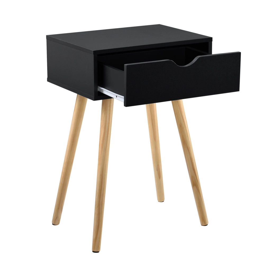 Comodino Tavolino Laterale Sörby con Cassetto - Nero [en.casa]