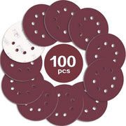 100 set di dischi abrasivi 125 mm 2000 grani carta abrasiva dischi abrasivi 8 fori Ideale per raschiare/lucidare per trapani abrasivi esotici - Rosso rostroso