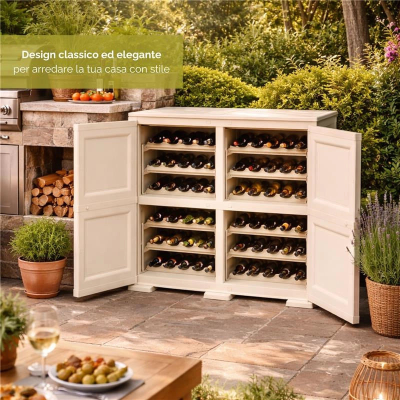 ARMADIO PORTABOTTIGLIE 48 BOTTIGLIE ANGORA 79X43X85,5 CM CON ANTA LISCIA – CANTINETTA MODERNA CHIUSA PER SOGGIORNO E ZONA PRANZO