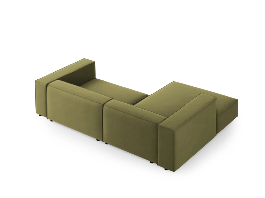 Cosmopolitan Design - Divano angolare sinistro "Arendal" 3 posti in velluto verde chiaro 