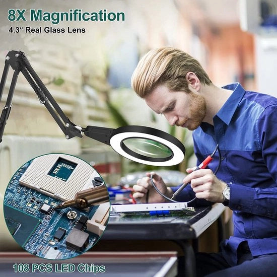 Vergrootglas da 10x con lampada LED e ingrandimento di immagini