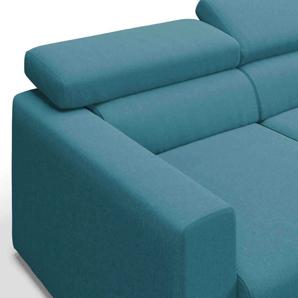 Dylan Divano a 3 sedute con estraibile a cassettone in tessuto simil cotone impermeabile T13 240 cm azzurro