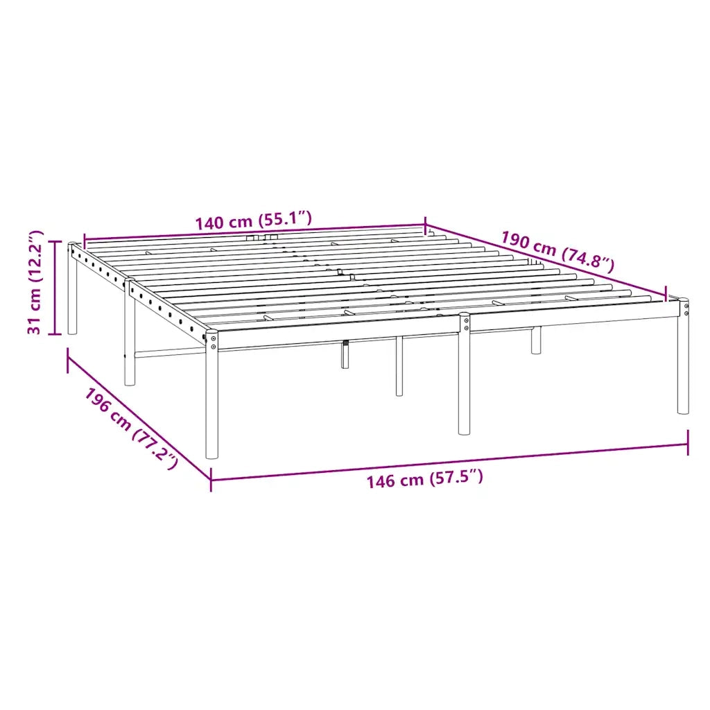 Giroletto-Struttura Letto in Metallo Bianco 140x190 cm 745790