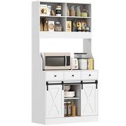 Armadio Cucina con 2 Ante Scorrevoli 3 Cassetti e Ripiani ¨C Zephmum ¨C Bianco 93.5x40x180cm