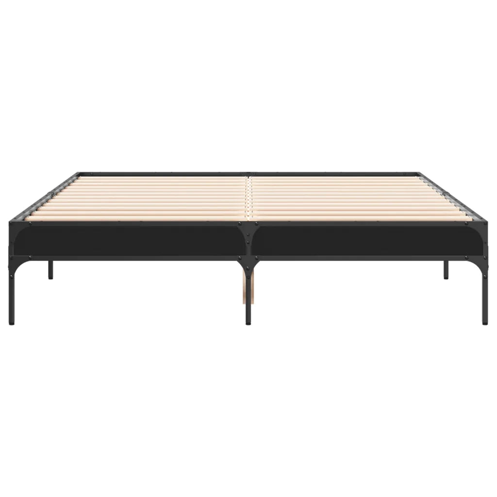 Giroletto Nero 135x190 cm in Legno Multistrato e Metallo