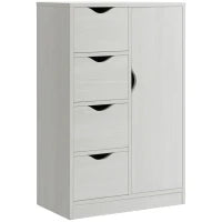 Mobile Bagno con 4 Cassetti, Armadietto a 2 Livelli e Maniglie Ritagliate, in Legno, 54x29x83 cm, Bianco