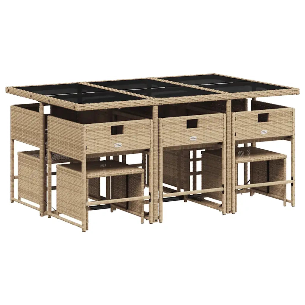 Set da Pranzo da Giardino 11 pz con Cuscini Beige in Polyrattan 3211330