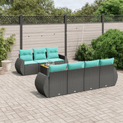 Set Divani da Giardino 8 pz con Cuscini Nero in Polyrattan 3224909