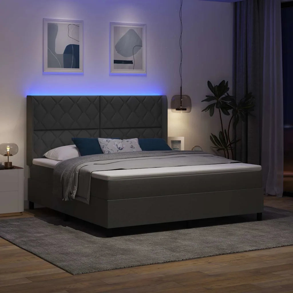 Letto a Sorgente LED Grigio scuro 180 x 200 cm Tessuto 3343582