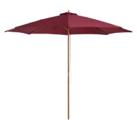 Ombrellone da Giardino 3x2.5 con Palo in Legno e 8 Stecche e Copertura in Poliestere Rosso Scuro