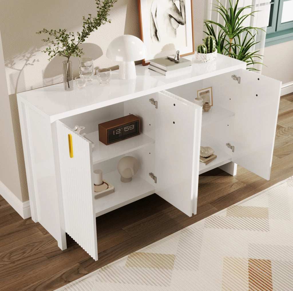 Sideboard bianco 140 cm con 4 ante e ripiani regolabili