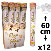 Trade Shop - Confezione 12 Pezzi Tubo Sparacoriandoli Oggi Sposi 60 Cm Matrimonio Matrimoni -