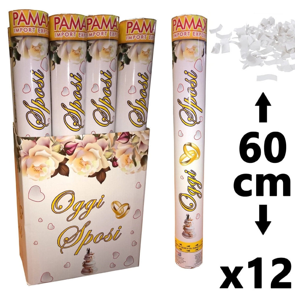 Trade Shop - Confezione 12 Pezzi Tubo Sparacoriandoli Oggi Sposi 60 Cm Matrimonio Matrimoni -