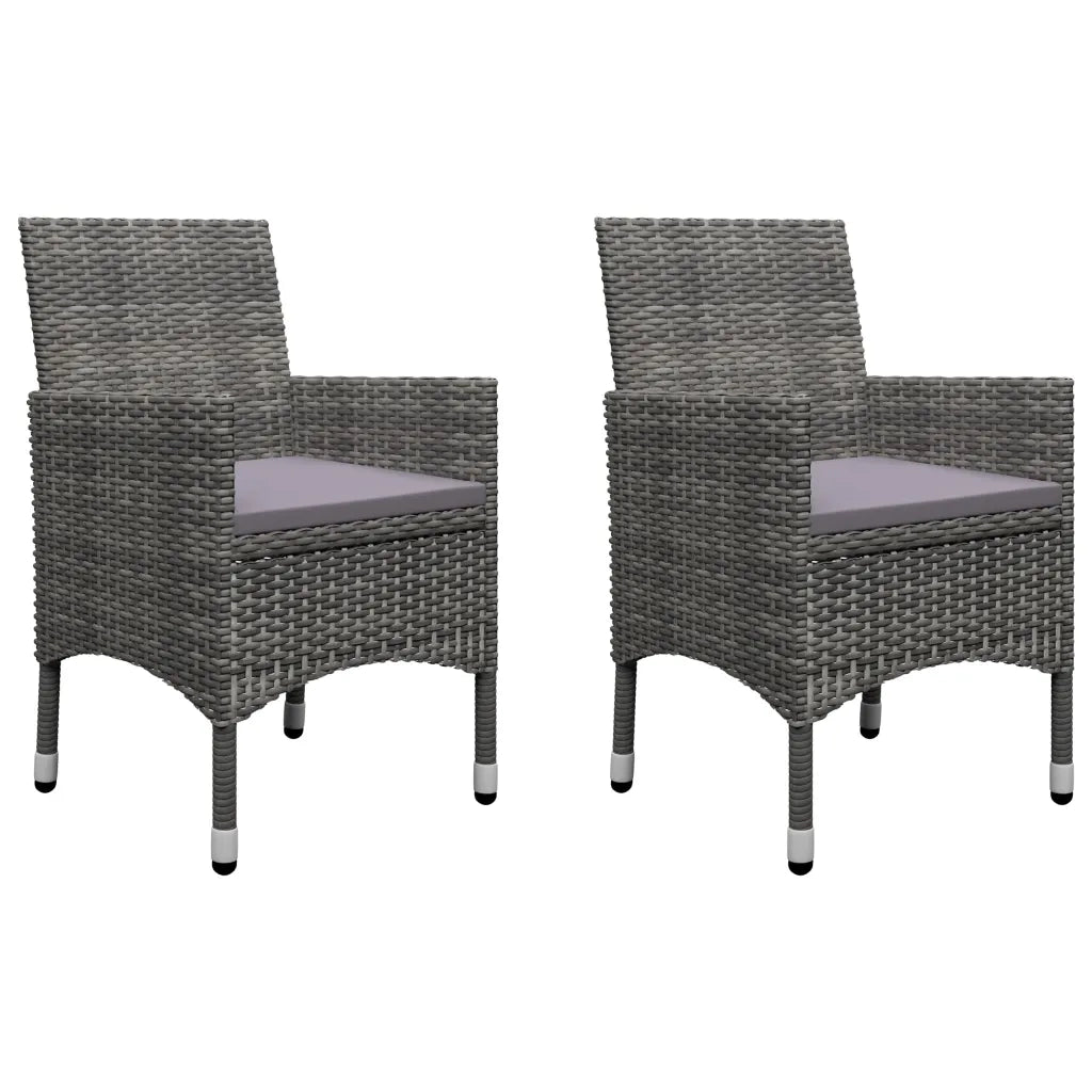 Set da Bistrot 3 pz in Polyrattan e Legno Acacia Grigio cod mxl 37909