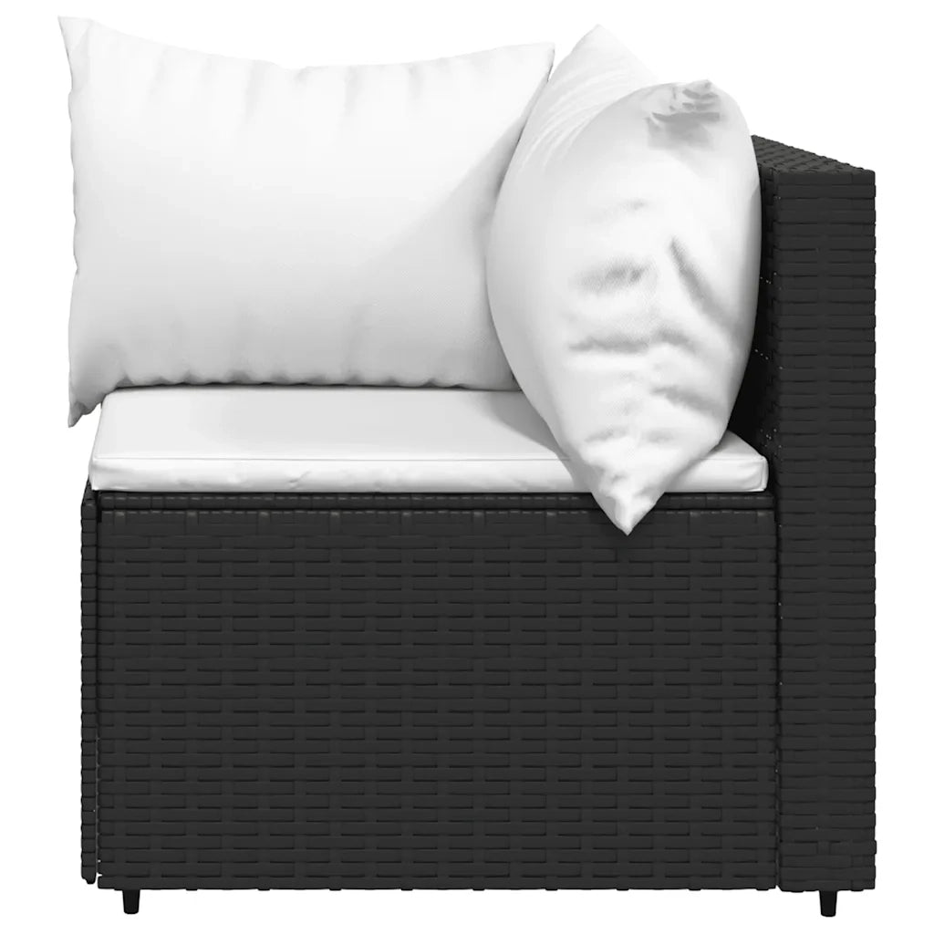 Set Divani da Giardino 3 pz | Set Salotto da Giardino con Cuscini Nero in Polyrattan
