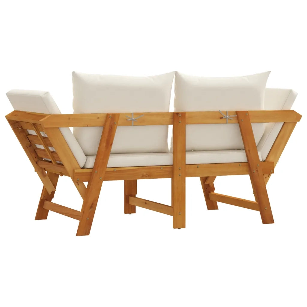 Panca da Giardino con Cuscini-Sgabello-Panca da esterno 2-in-1 in Legno di Acacia 905113